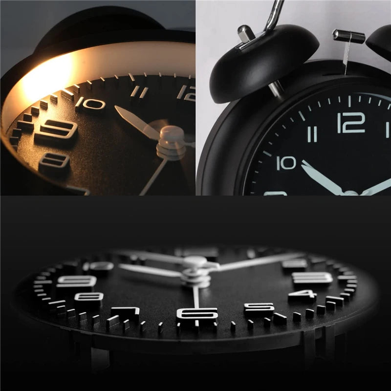 Twin Bell Alarm Clock - Extra Loud Metal Analog Clock with Backlight