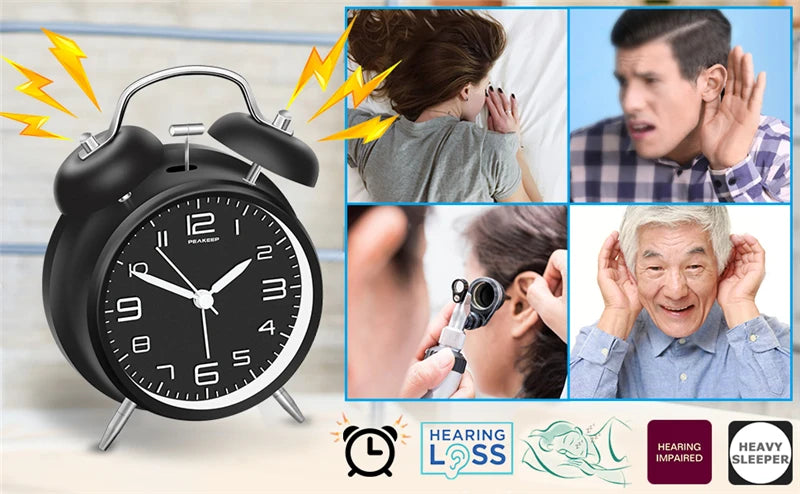 Extra loud twin bell alarm clock perfect for heavy sleepers
