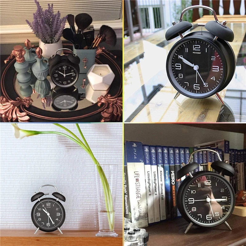 Twin Bell Alarm Clock - Extra Loud Metal Analog Clock with Backlight