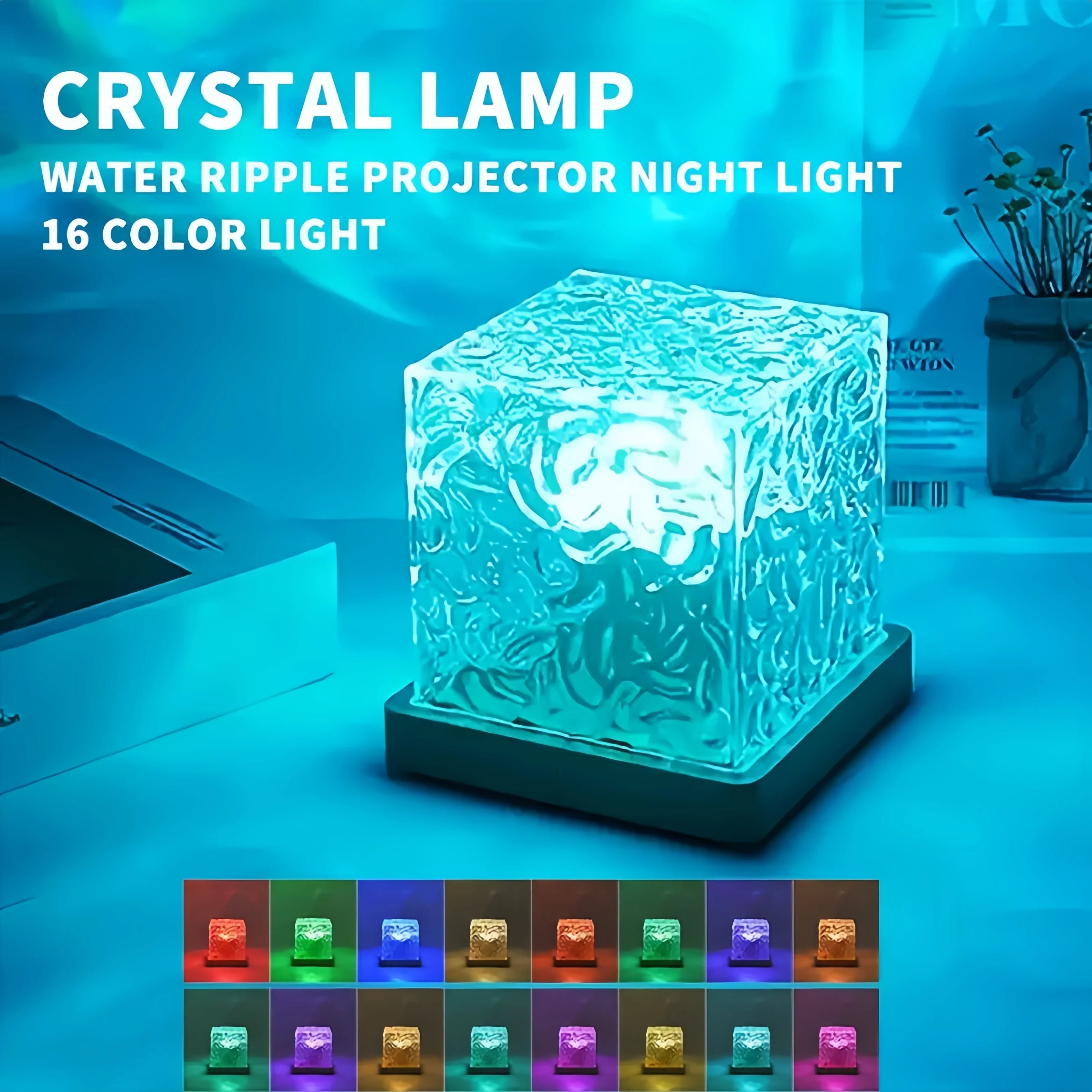 Ocean wave projector with rotating light effects and acrylic crystal lens