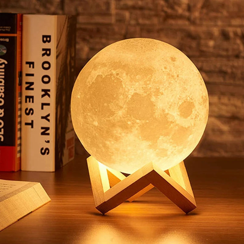 Lumisense 3D moon night light with realistic lunar surface texture
