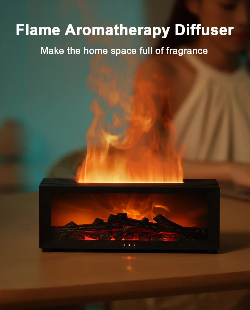Flame Aroma Diffuser - Essential Oil Humidifier with RGB Light & Remote Control