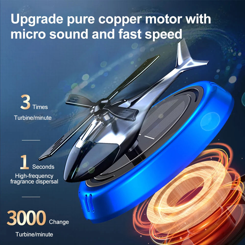 Rotating propeller car aroma diffuser powered by sunlight
