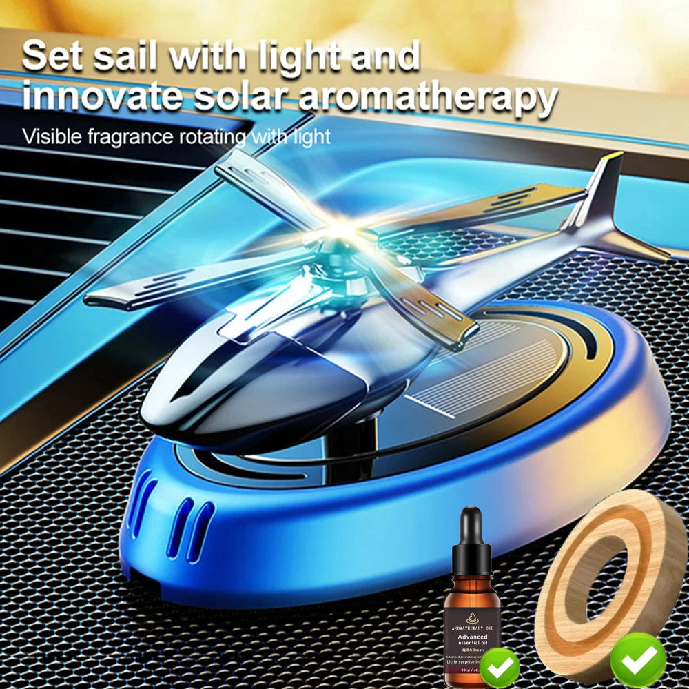 Solar helicopter air freshener with aluminum alloy construction
