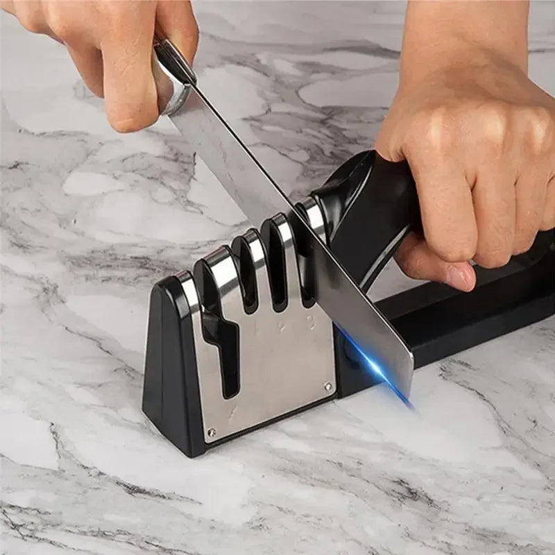 Lumisense 4-stage knife sharpener with non-slip base for professional kitchen use
