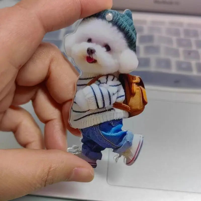 Acrylic car mirror pendant with playful puppy design