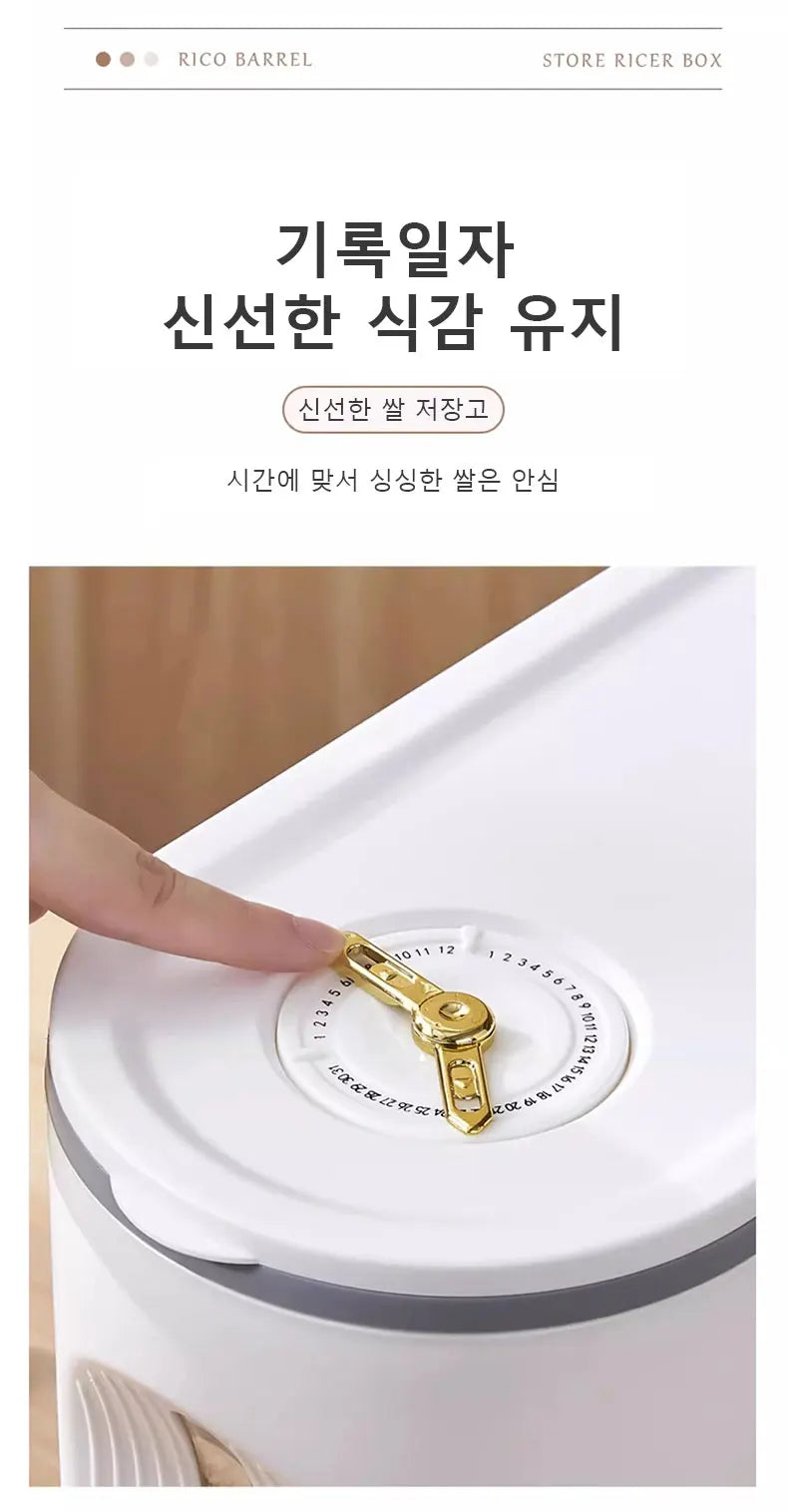 10kg capacity food storage bin for rice, grains, and dry goods
