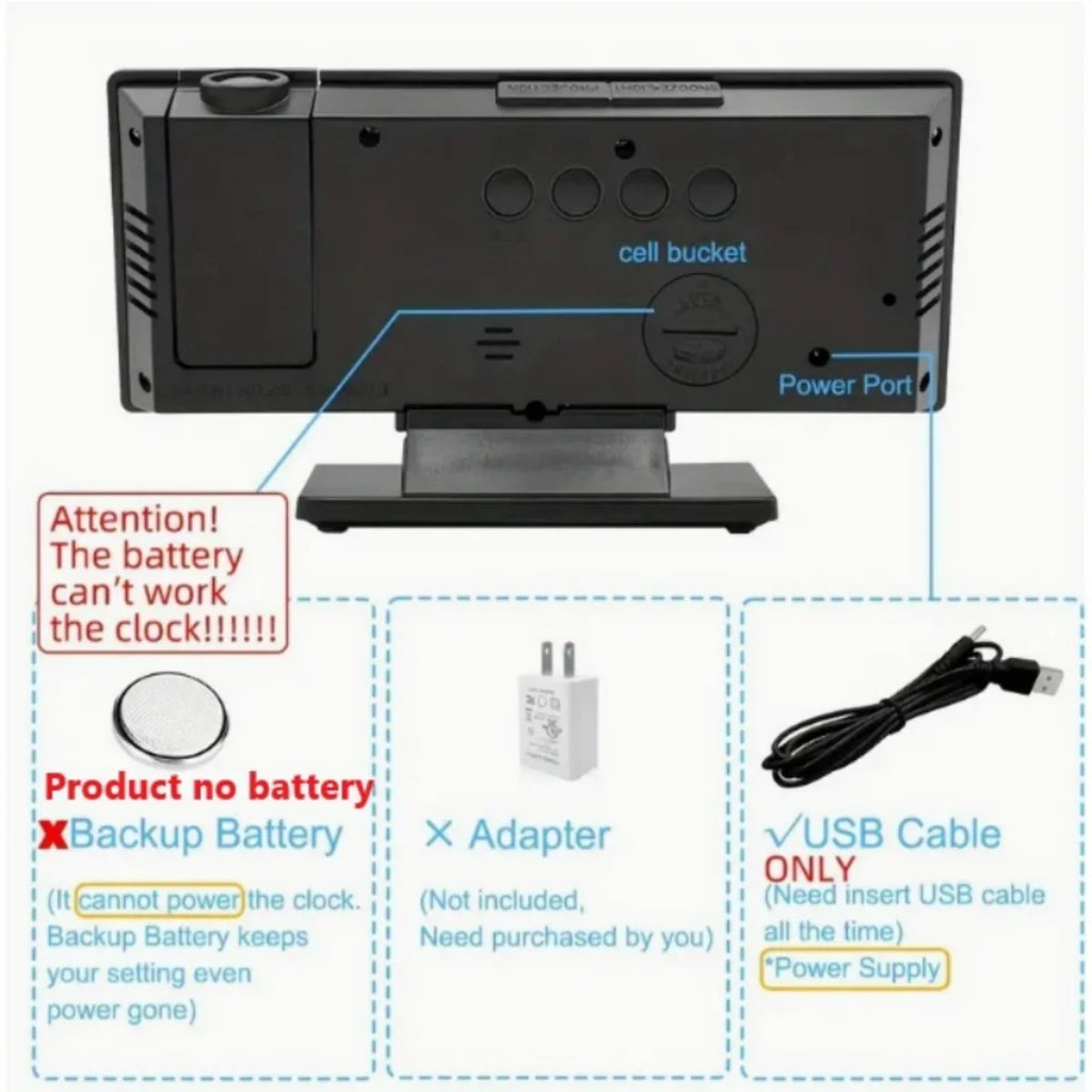 Smart bedroom clock with adjustable projection angle demonstration
