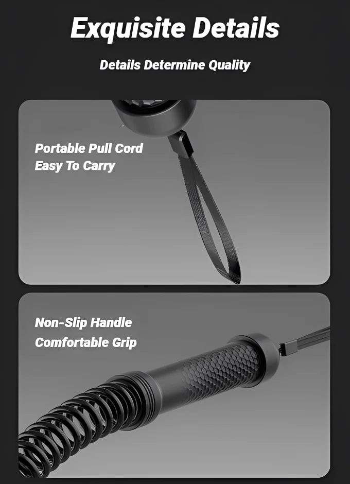 Cordless battle rope exquisite details featuring portable pull cord and comfortable grip
