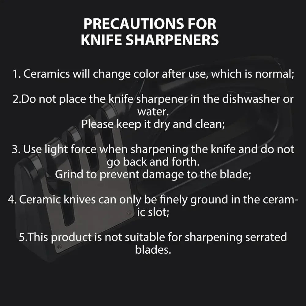 Kitchen knife sharpener showing durable ABS and stainless steel construction
