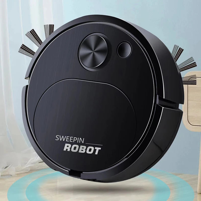 Quiet 70dB robot vacuum operating on living room floor
