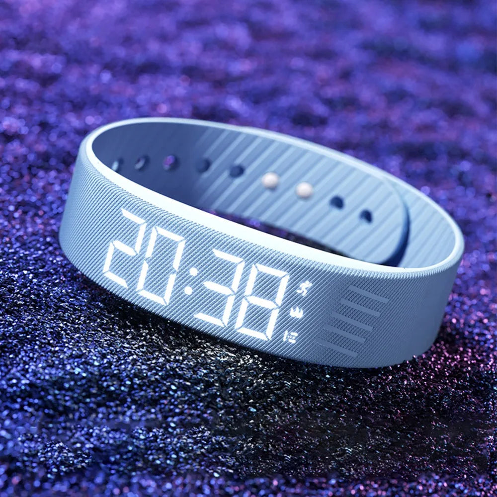 Vibrating Alarm Watch Bracelet - Silent Wake-Up with Pedometer & Sleep Tracker