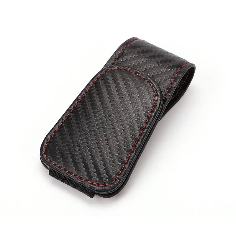 Car sun visor clip with ultrafine fiber leather construction