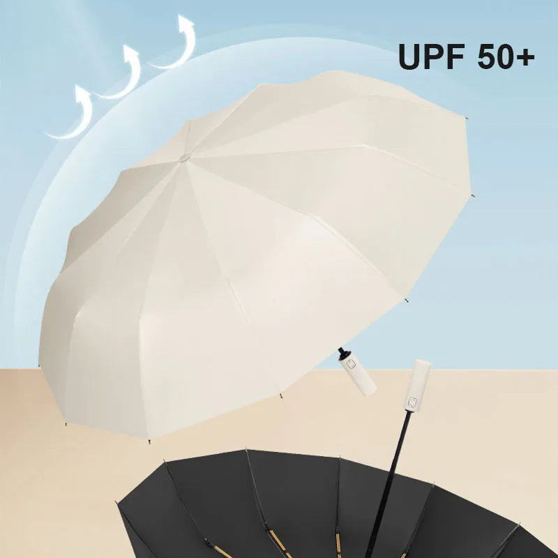 Compact folding umbrella closed to 32cm length