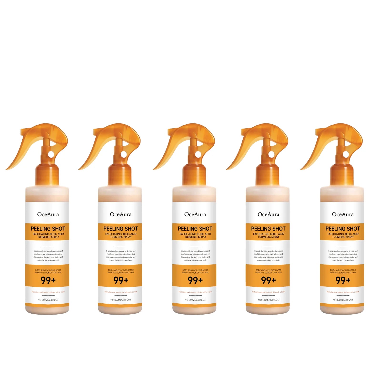 Kojic acid and turmeric body spray showing gentle formula suitable for all skin types
