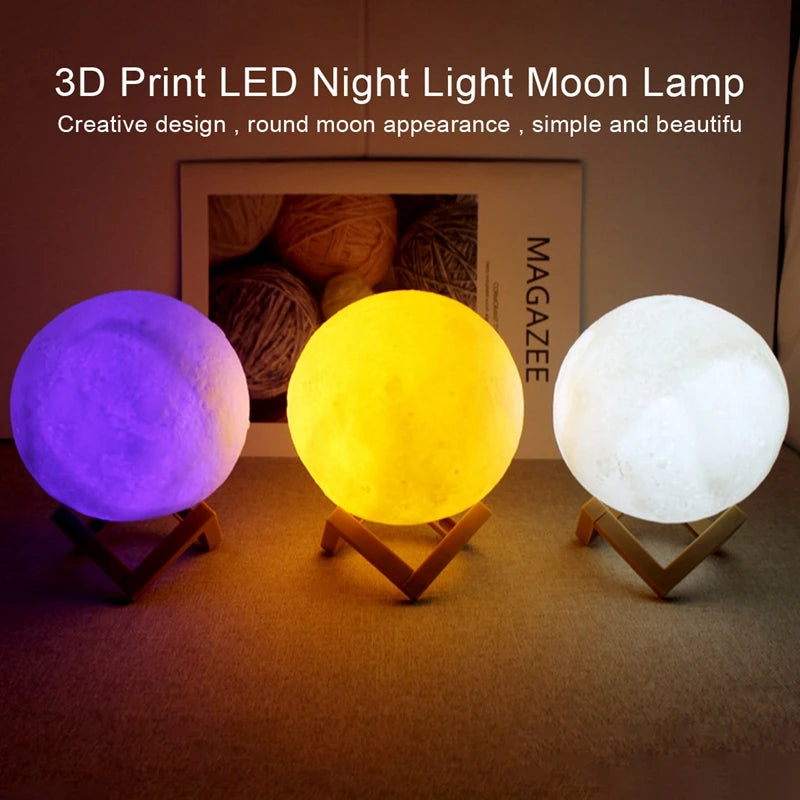 Galaxy moon night light with decorative stand for kids bedroom
