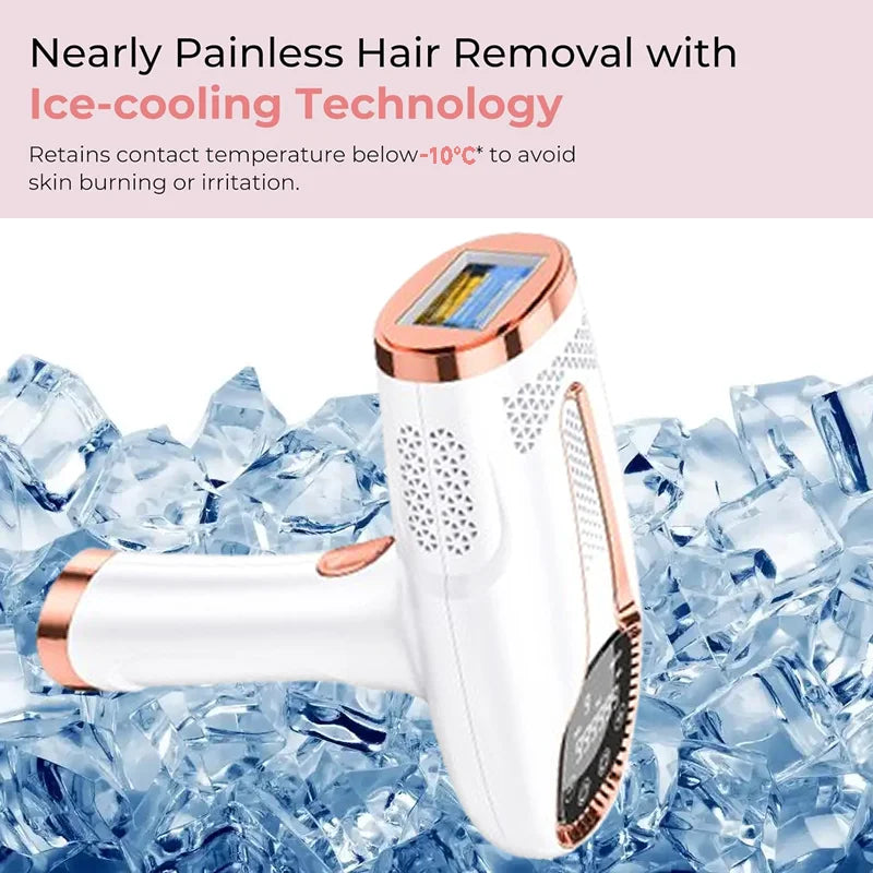 Professional IPL epilator with 9 adjustable energy levels and touchscreen control
