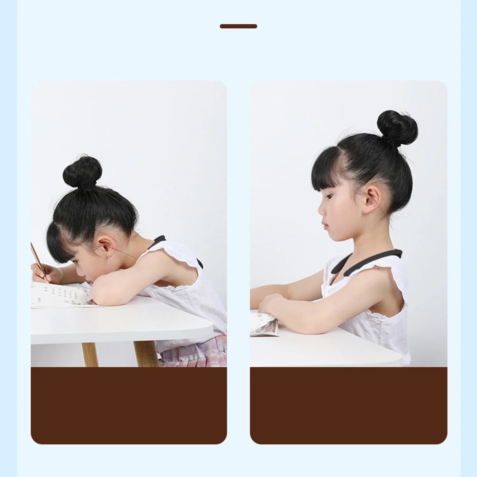 Smart posture corrector product features infographic highlighting vibration reminder technology
