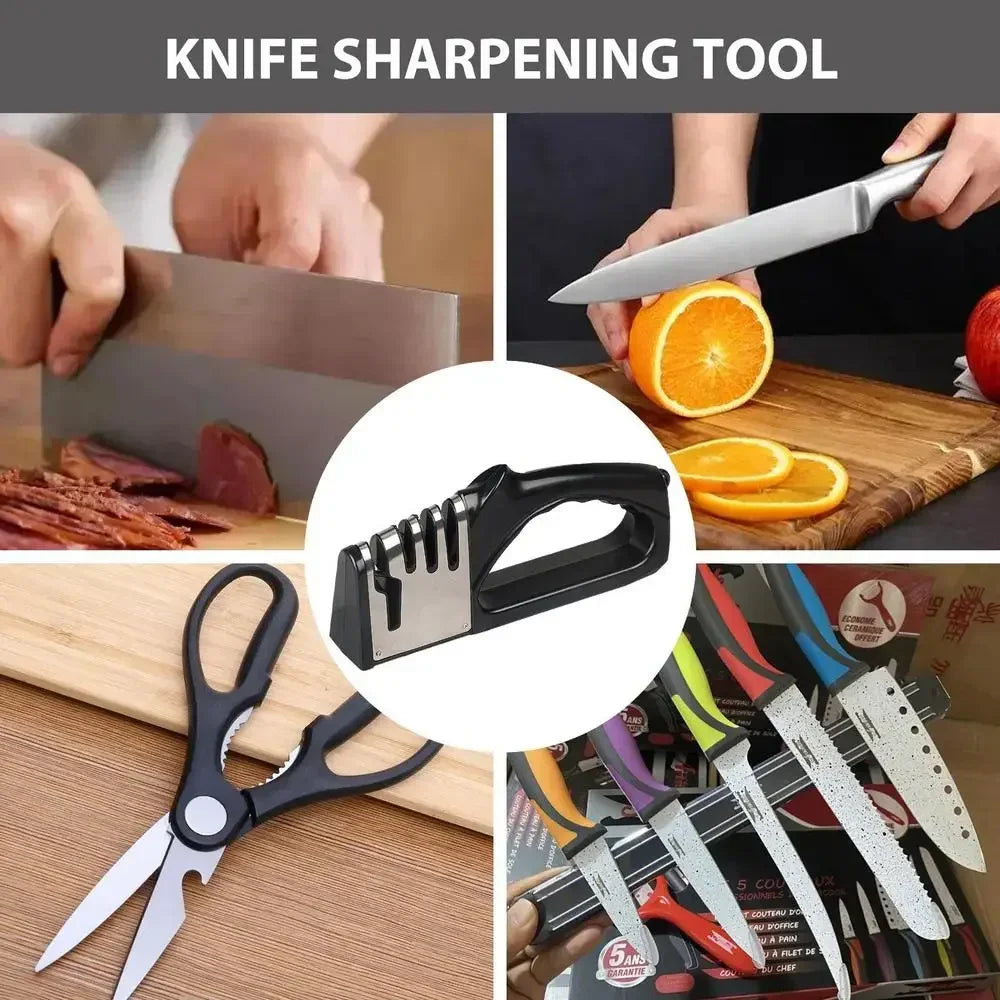 Professional knife sharpening tool demonstrating 3-5 second sharpening process
