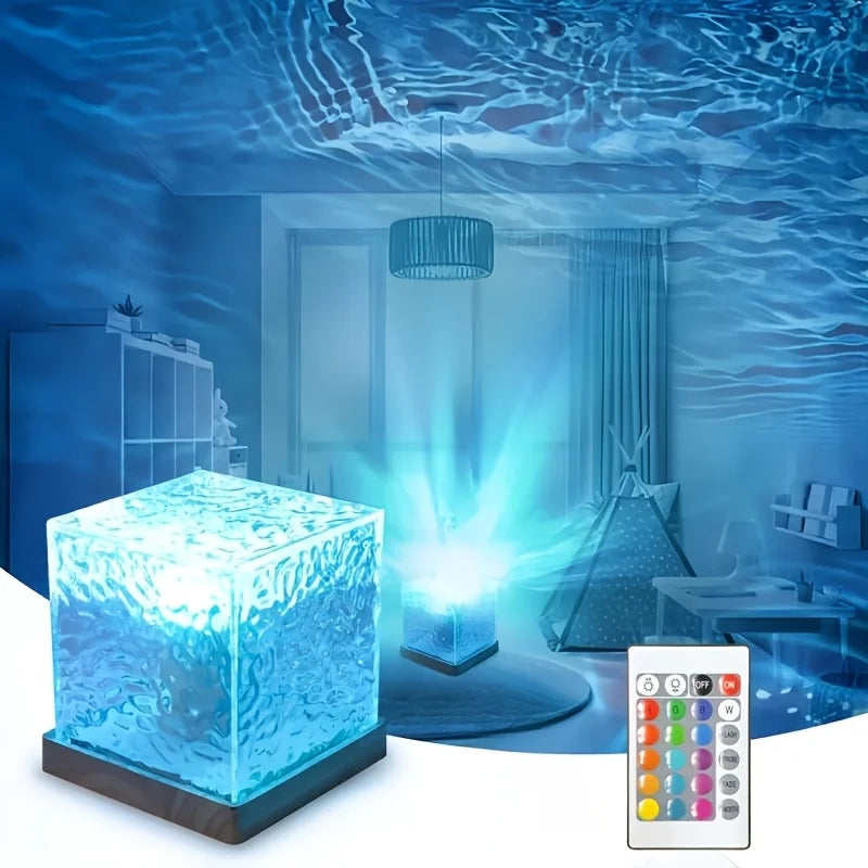 Ocean wave aurora projector displaying blue water ripple effects on ceiling