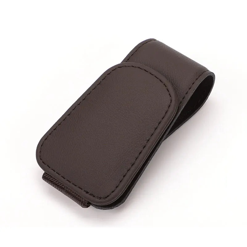 Car glasses holder showing universal fit for all visor types