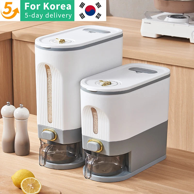 Lumisense 10kg airtight rice storage container with transparent body and secure lid
