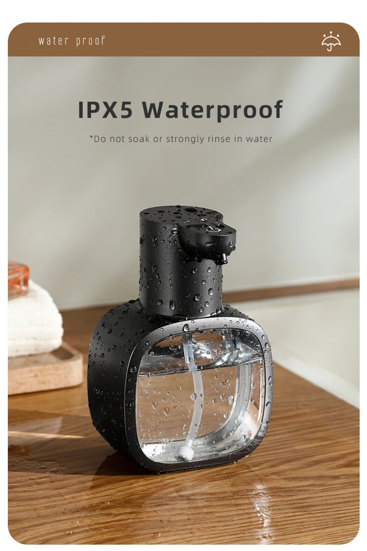 Automatic soap dispenser demonstrating hands-free foam dispensing
