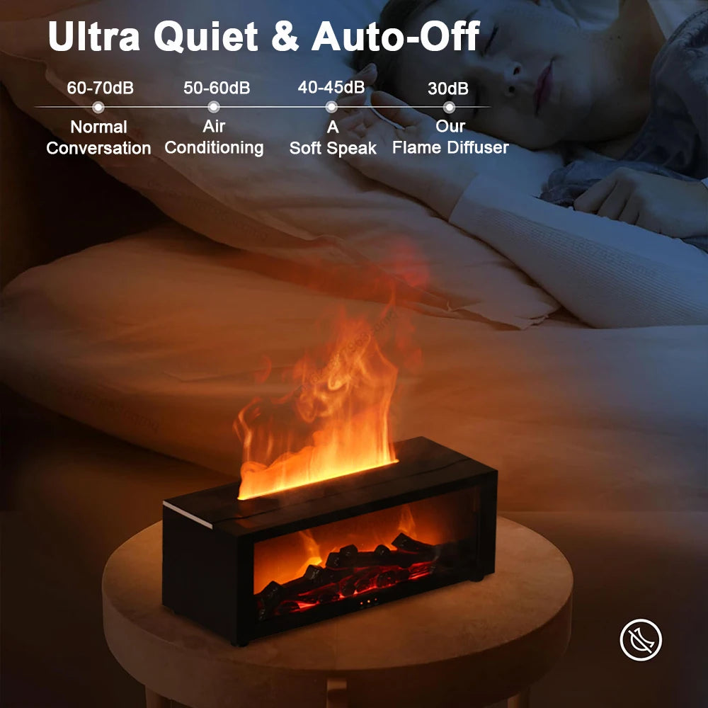 Lumisense humidifier with flame simulation for relaxation and sleep
