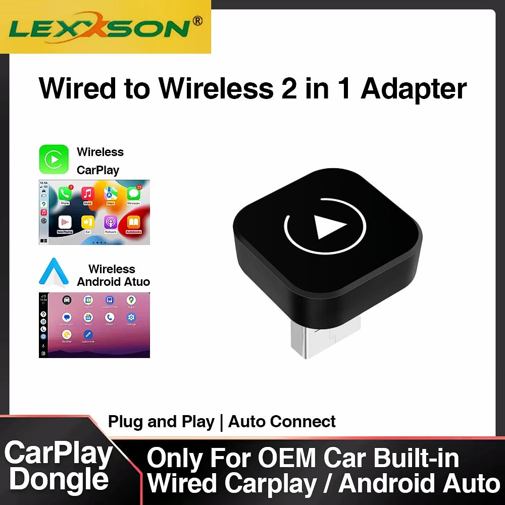 Ultra-compact wireless CarPlay and Android Auto adapter USB dongle