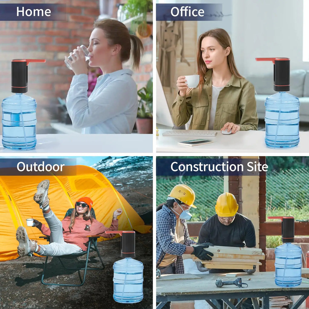 "Woman using Lumisense automatic water pump in modern kitchen"