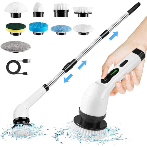 Lumisense 9-in-1 electric spin scrubber with LED display and extendable handle
