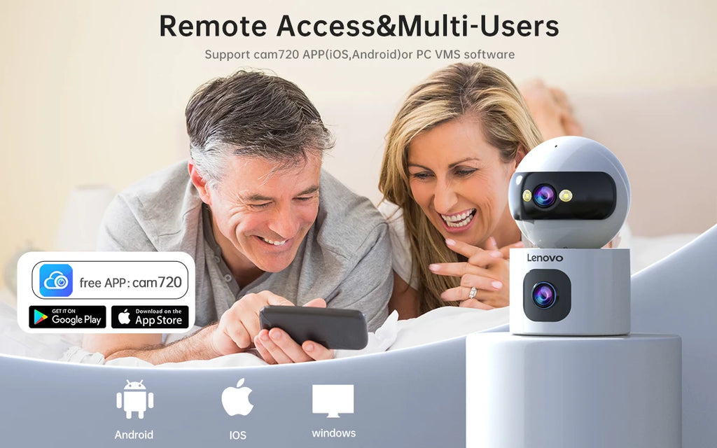 Two-way audio security camera with built-in microphone and speaker for communication
