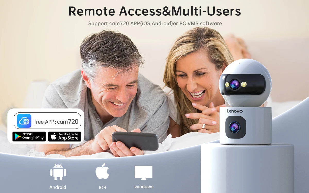 Two-way audio security camera with built-in microphone and speaker for communication
