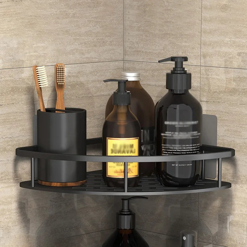Bathroom corner storage solution for small spaces and apartments
