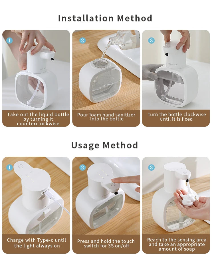 Wall mounted foam dispenser showing easy installation and sleek design
