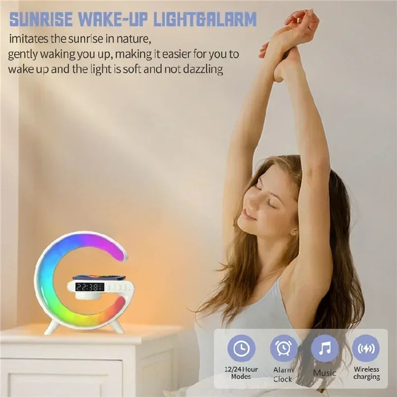 3-in-1 Wireless Charging Station with RGB Light & Bluetooth Speaker