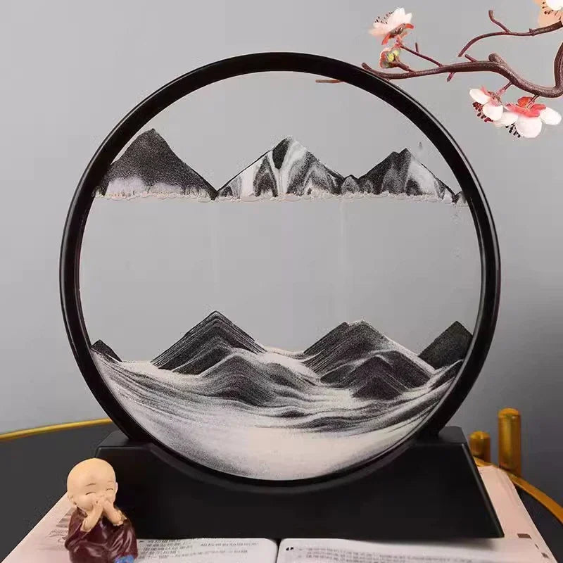 Lumisense round glass sand art for stress relief and decoration
