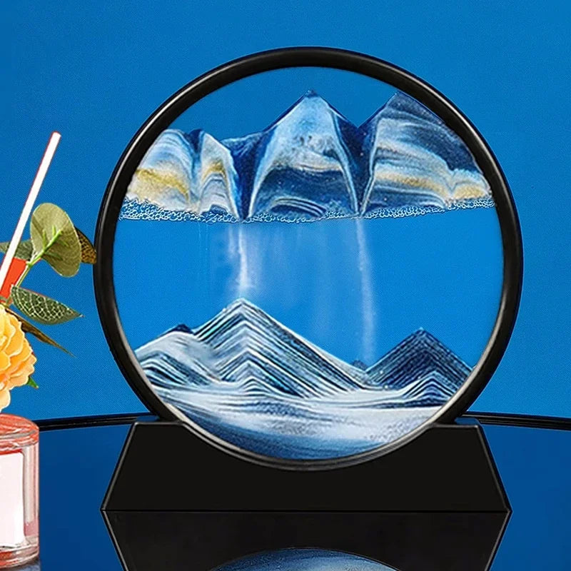 3D sandscape art displaying calming flowing sand motion
