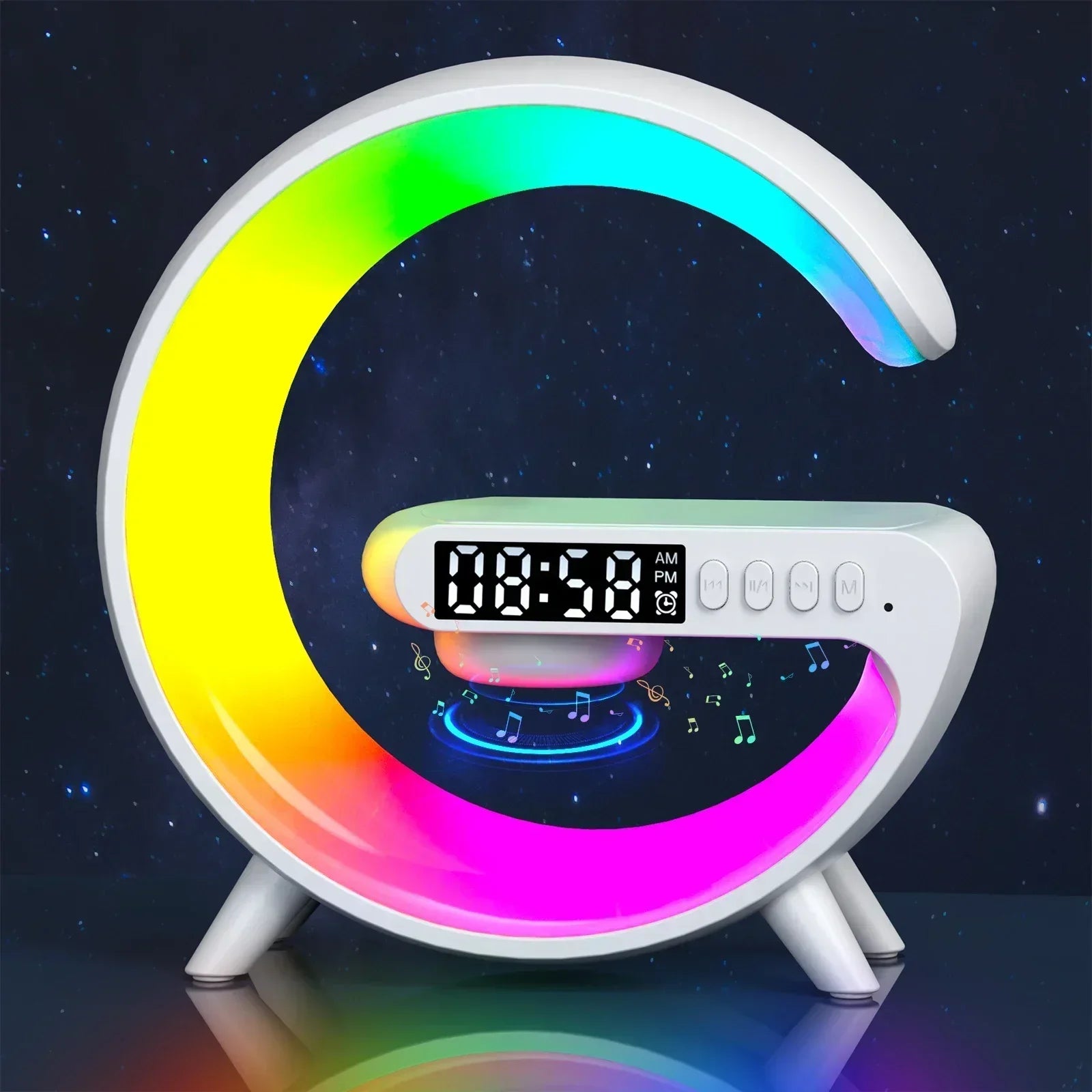3-in-1 Wireless Charging Station with RGB Light & Bluetooth Speaker