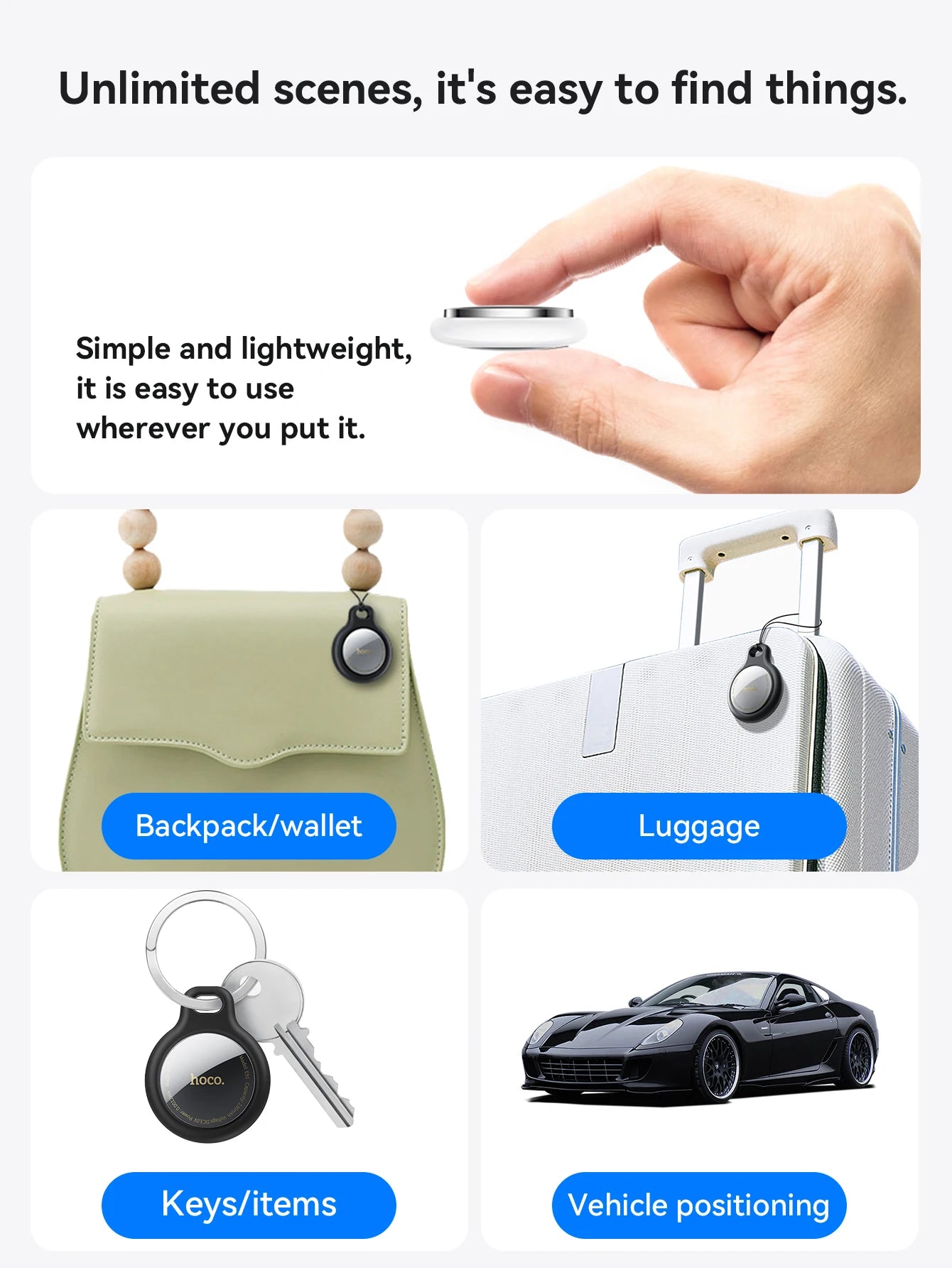Smart Bluetooth Tracker - GPS Finder for Keys, Wallet, Pets & Bags
