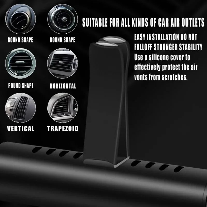 Car air freshener clip attached to vehicle air conditioning vent

