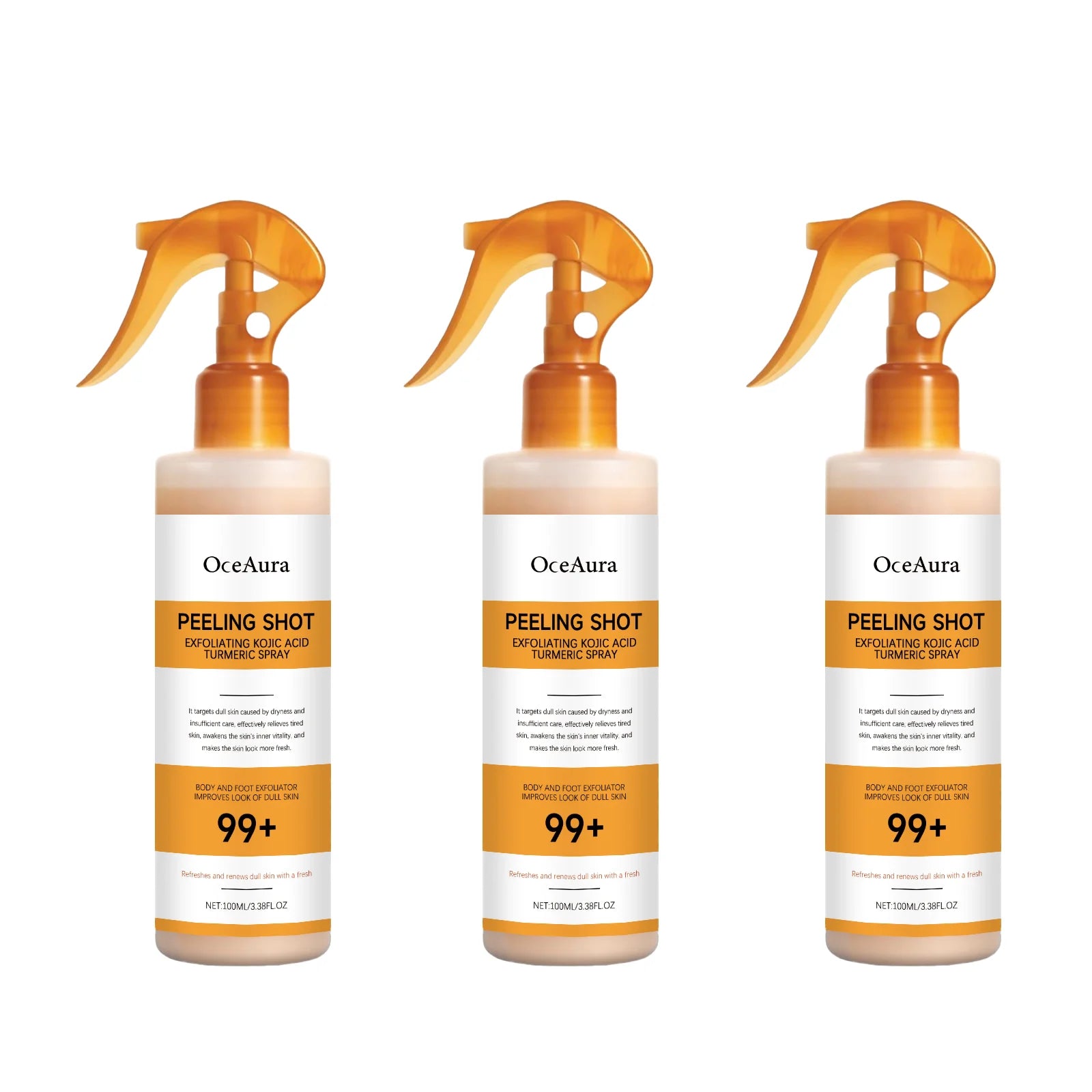 Exfoliating spray with kojic acid and turmeric complete product showcase and specifications
