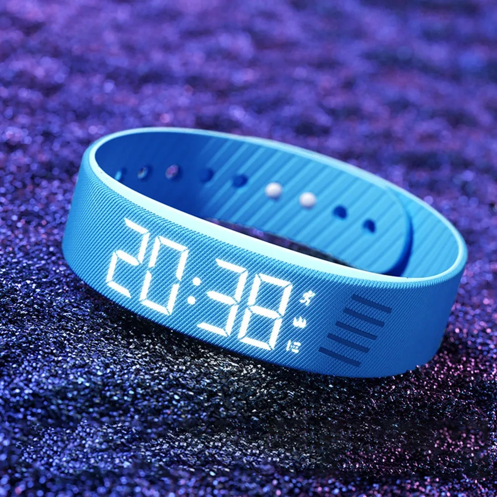 Vibrating Alarm Watch Bracelet - Silent Wake-Up with Pedometer & Sleep Tracker