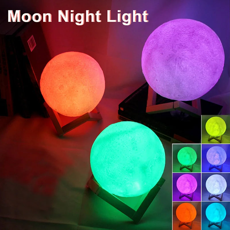3D LED moon light creating ambient atmosphere in nursery
