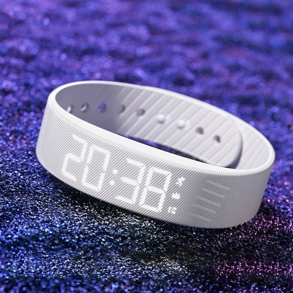 Vibrating Alarm Watch Bracelet - Silent Wake-Up with Pedometer & Sleep Tracker