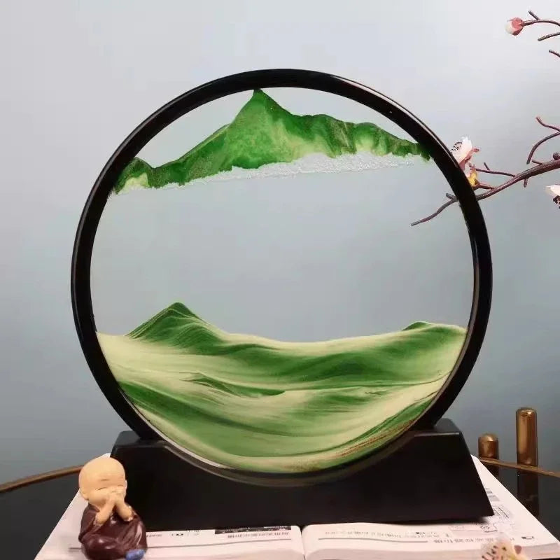 Moving sand art hourglass with premium glass construction
