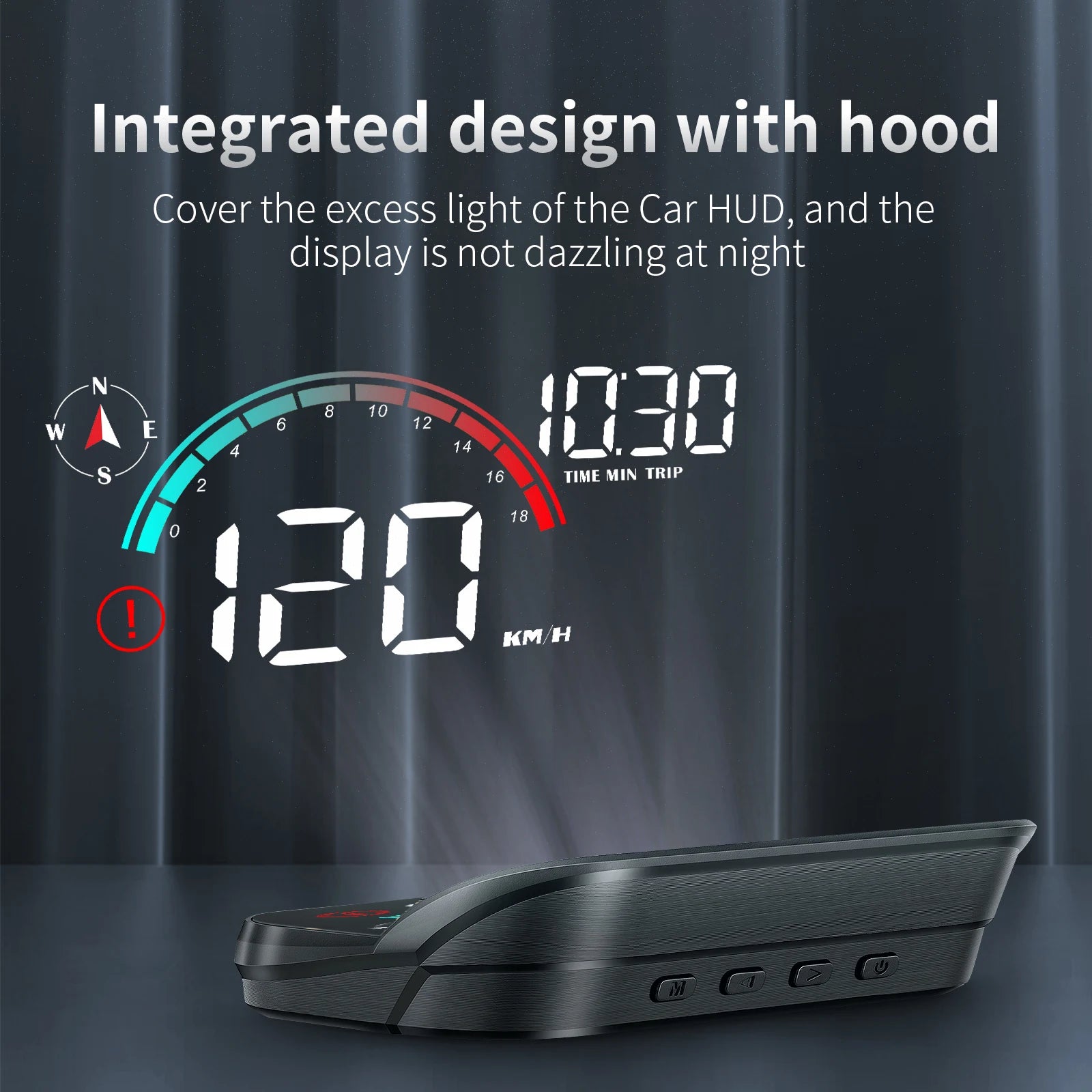 3.5-inch LED HUD showing digital speedometer and compass