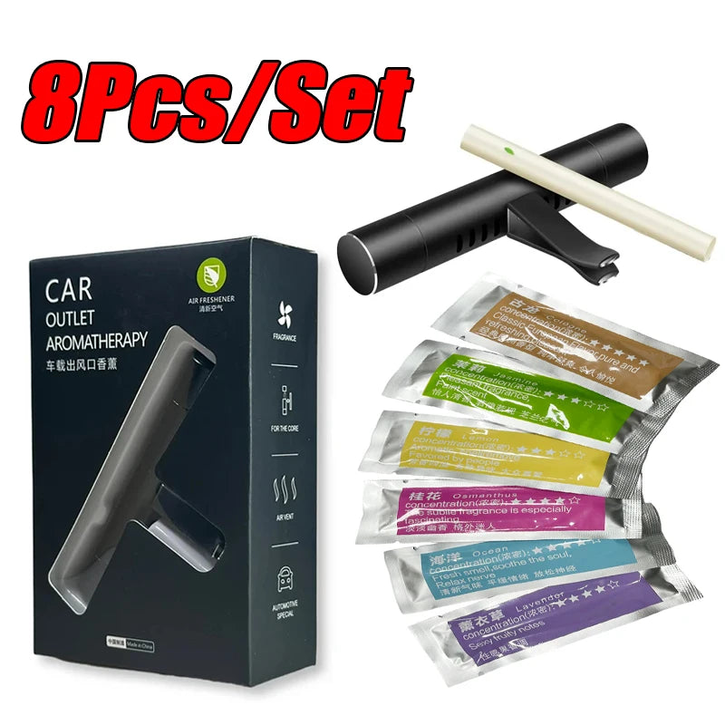 Aluminum car air vent freshener clip with aroma stick installed