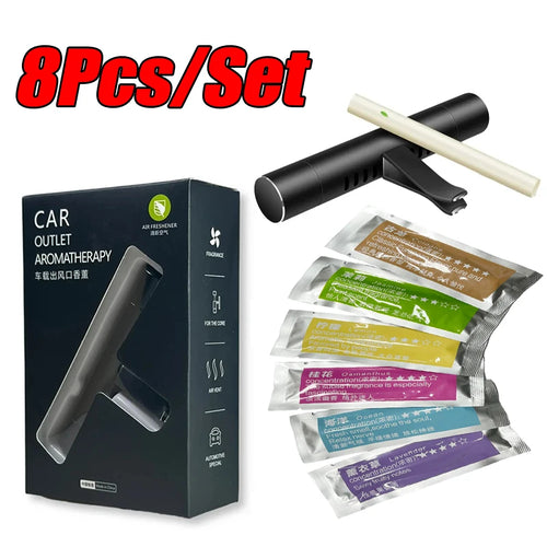 Aluminum car air vent freshener clip with aroma stick installed
