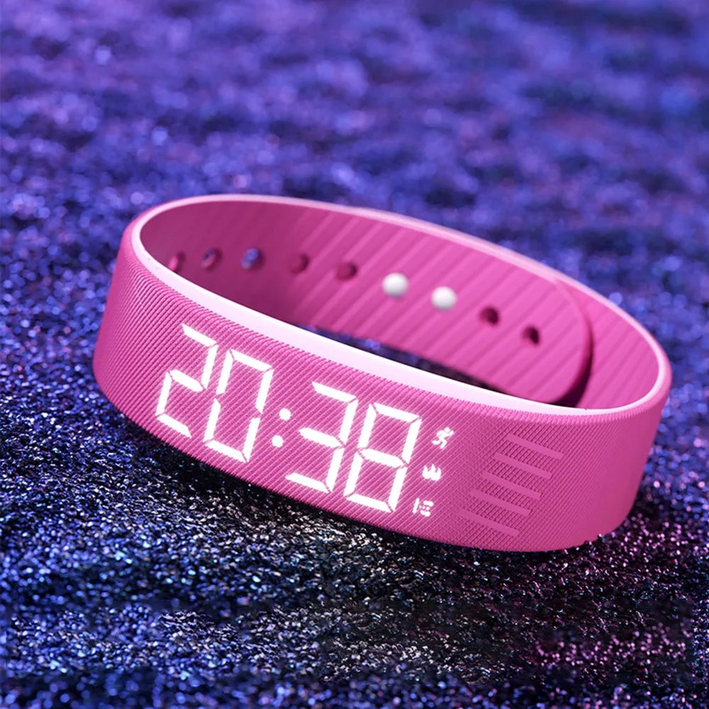 Vibrating Alarm Watch Bracelet - Silent Wake-Up with Pedometer & Sleep Tracker